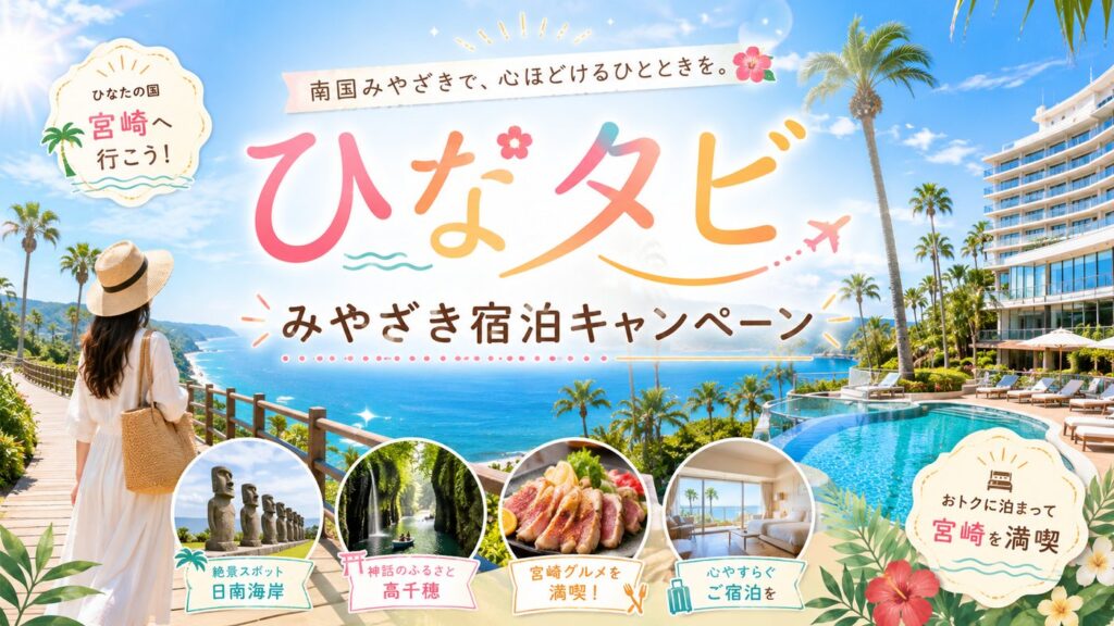 「ひなタビ」みやざき宿泊キャンペーンはいつまで？楽天・じゃらんの予約方法